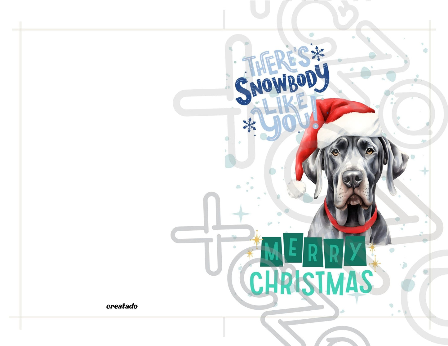 Great Dane Printable Christmas Card There's Snowbody Like You