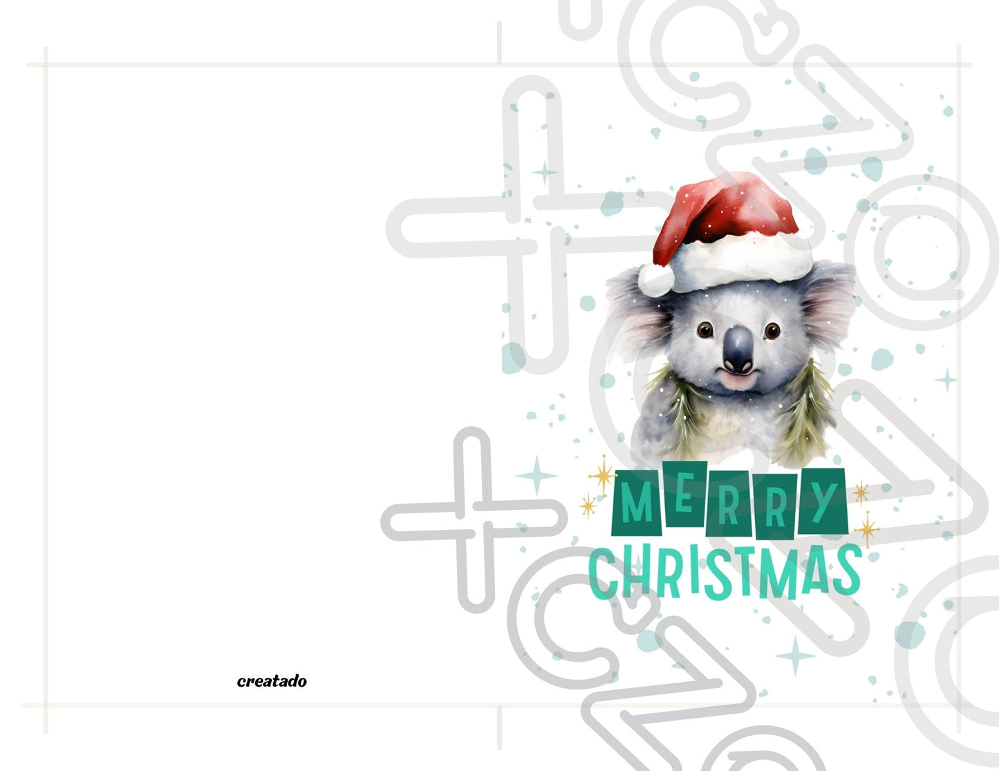 Printable Koala Christmas Card 5x7 Holiday Print