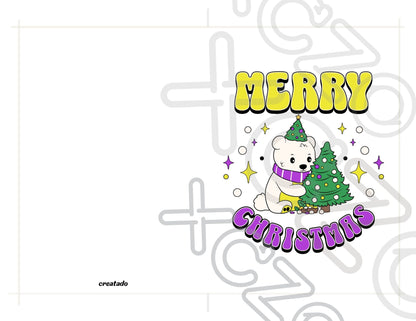 Printable Nonbinary Christmas Card Merry Christmas Polar Bear