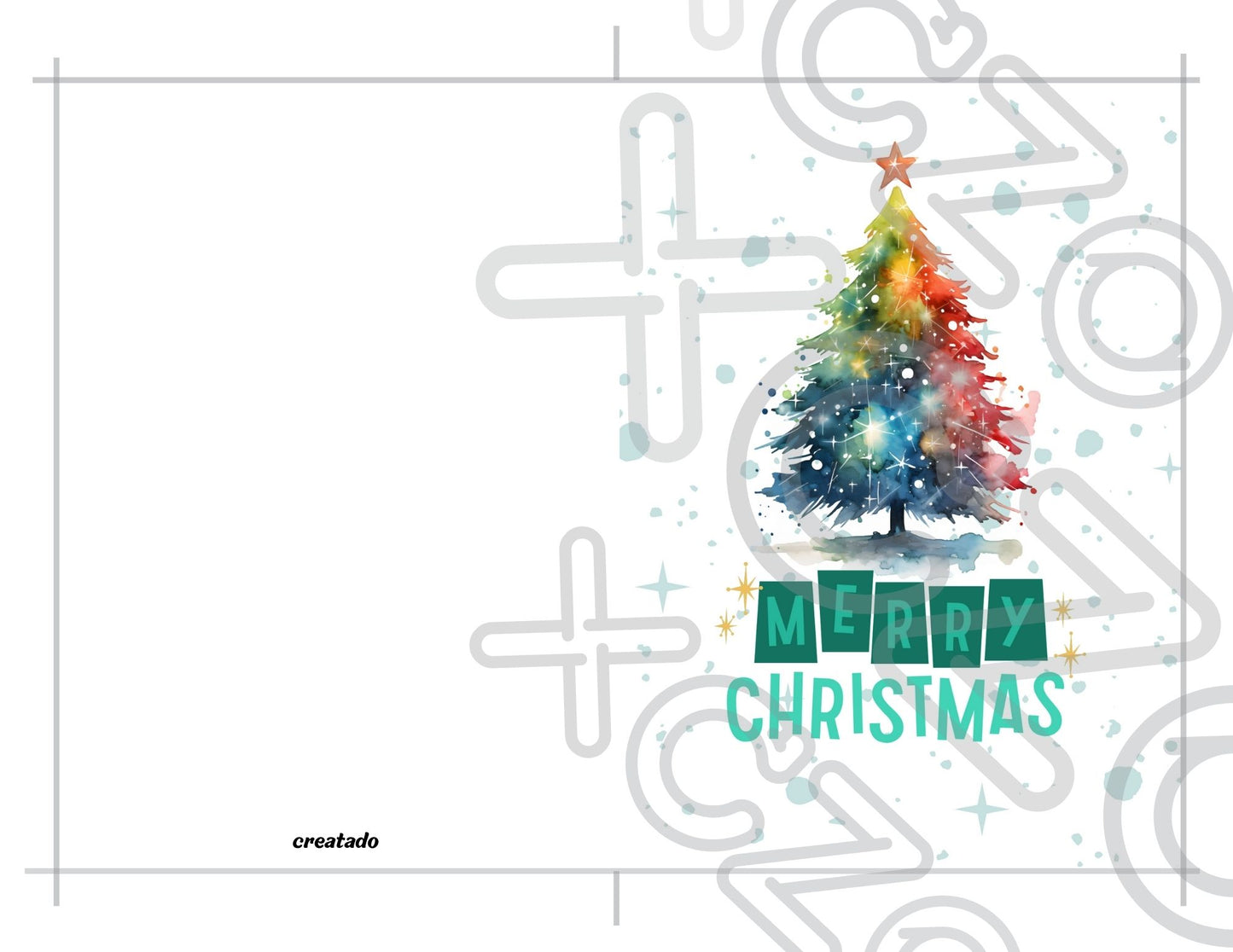 Printable Christmas Tree Card Rainbow Watercolor