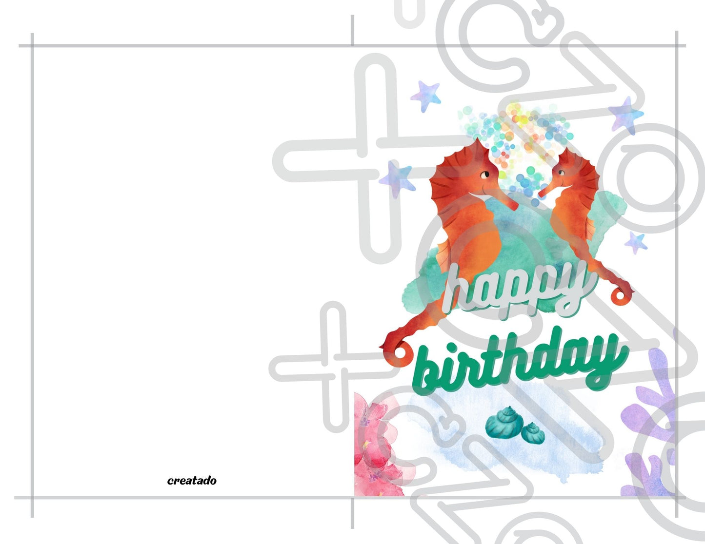 Printable Seahorse Birthday Card