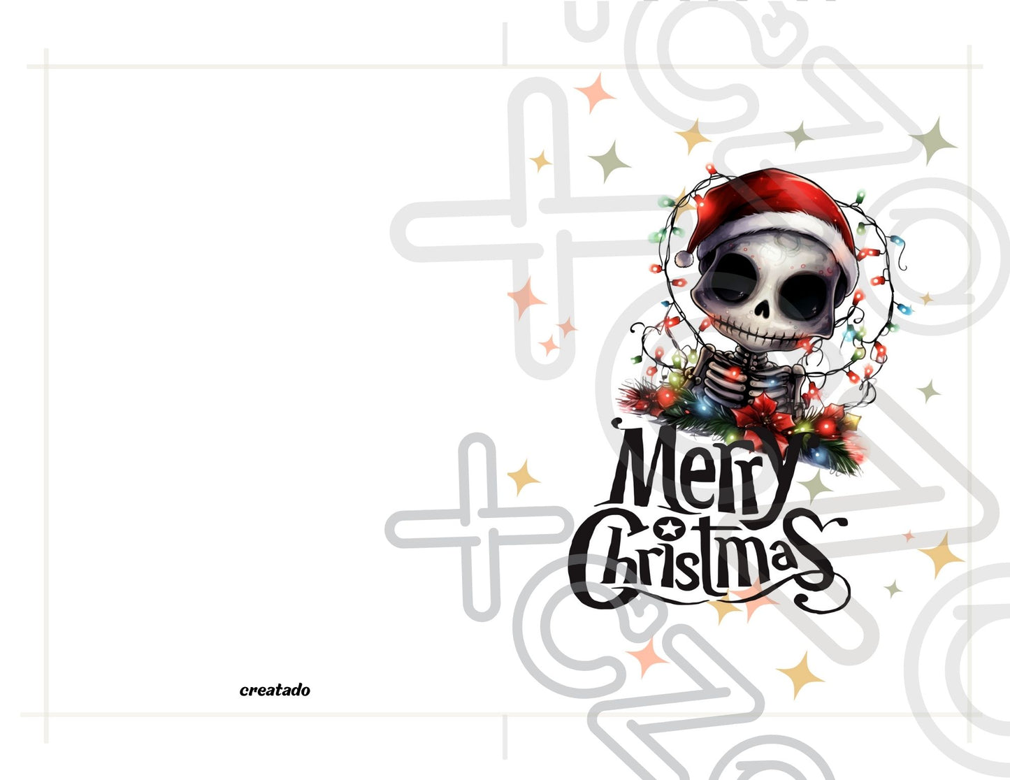 Printable Skeleton Christmas Card Tangled in Lights Goth Christmas