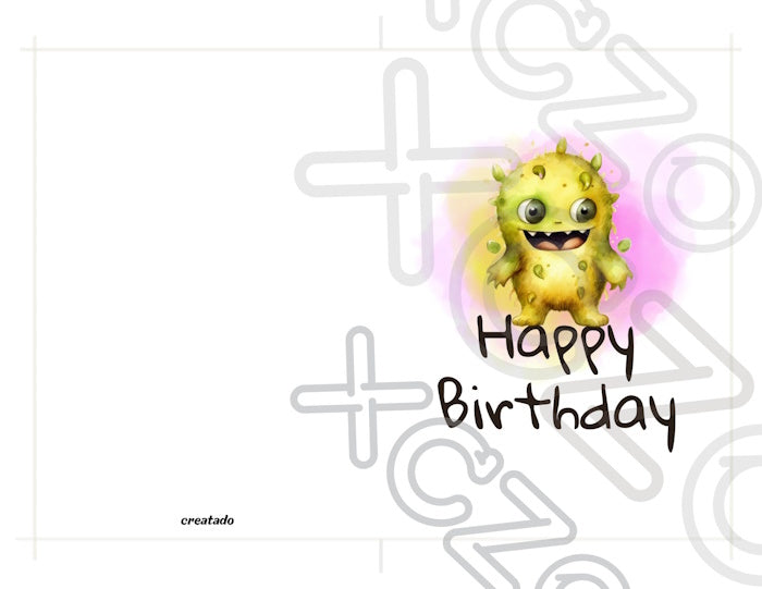 Printable Monster Birthday Card #1