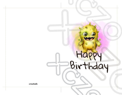 Printable Monster Birthday Card #1