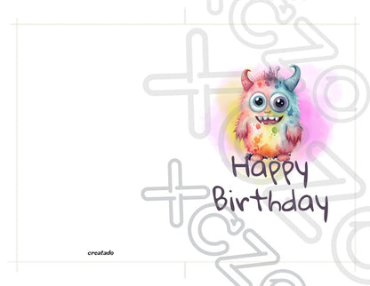 Printable Monster Birthday Card #3