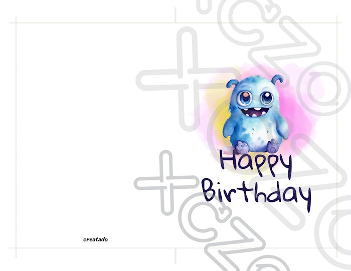 Printable Monster Birthday Card #6