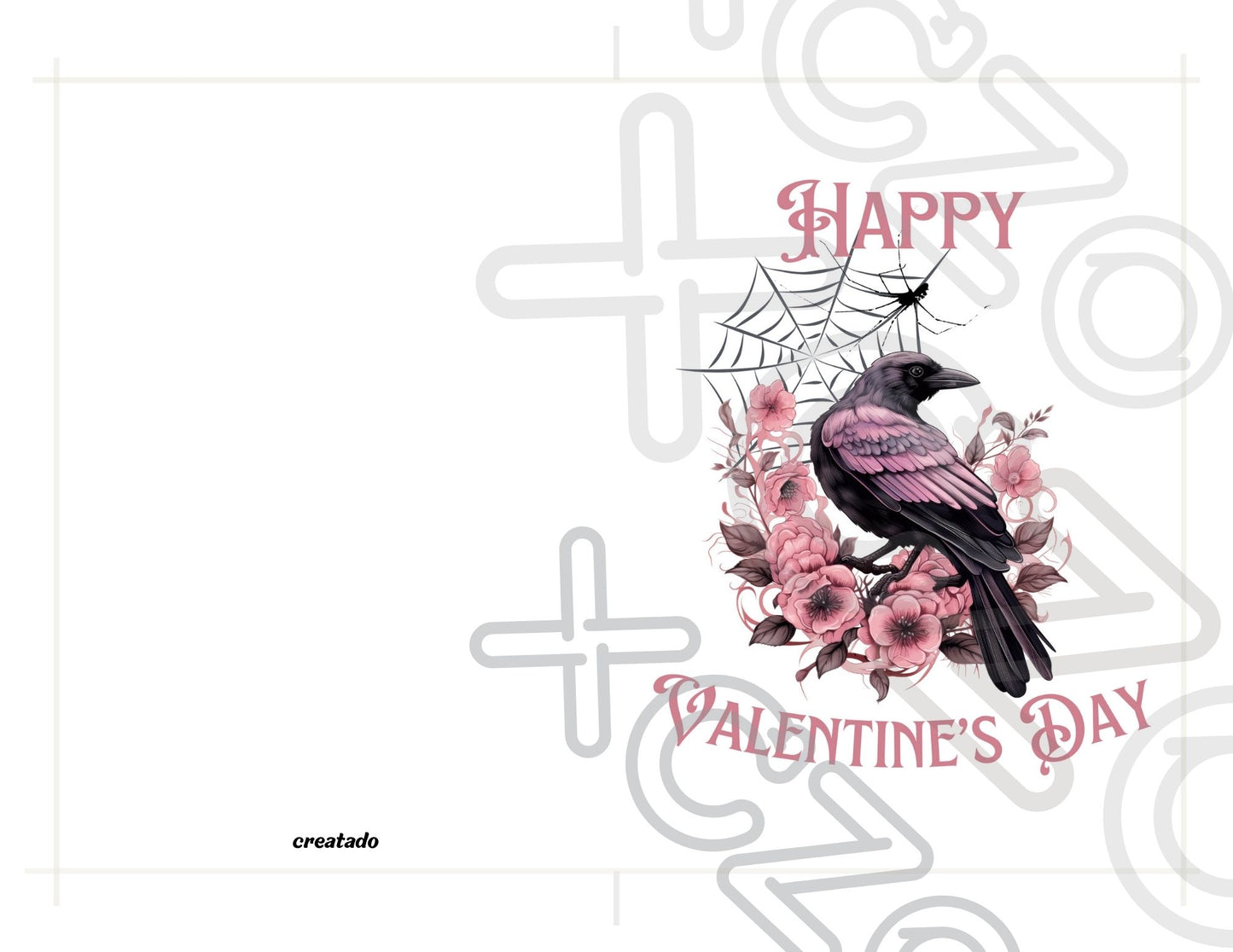 Printable Gothic Valentine's Card Pink Raven
