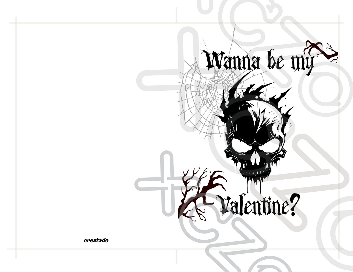 Printable Horror Skull Valentine's Card Gothic Gift