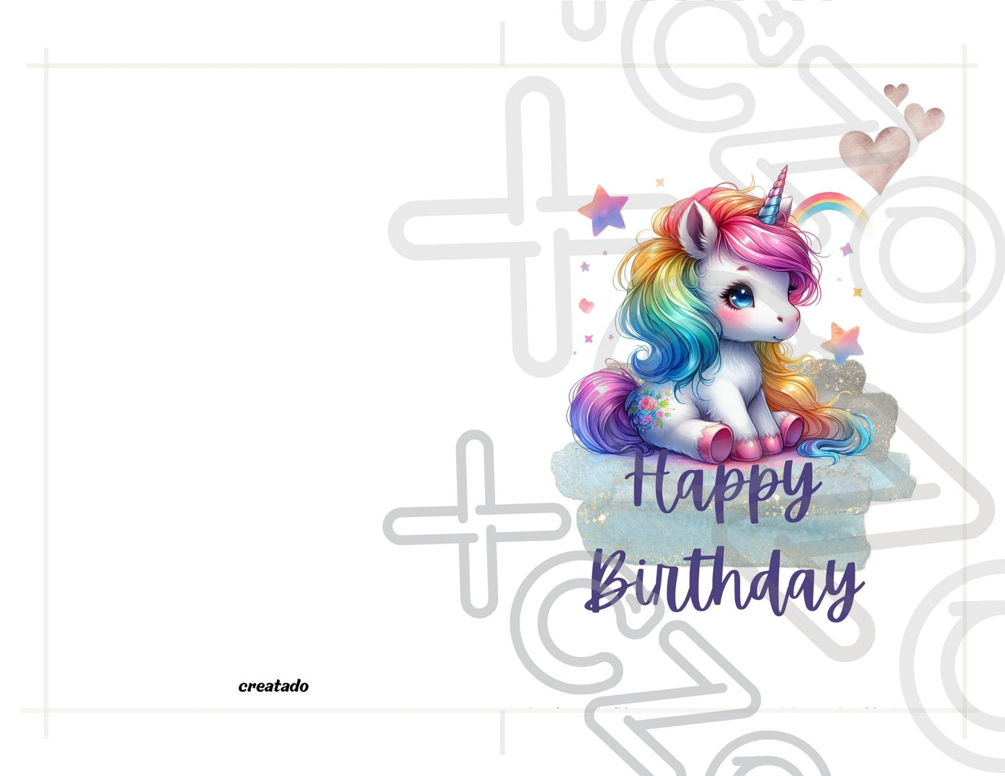 Printable Rainbow Hair Unicorn Birthday Card, Colorful Kids Birthday