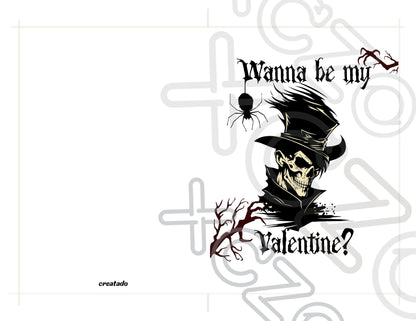 Printable Gothic Valentine's Card Skeleton Gentleman