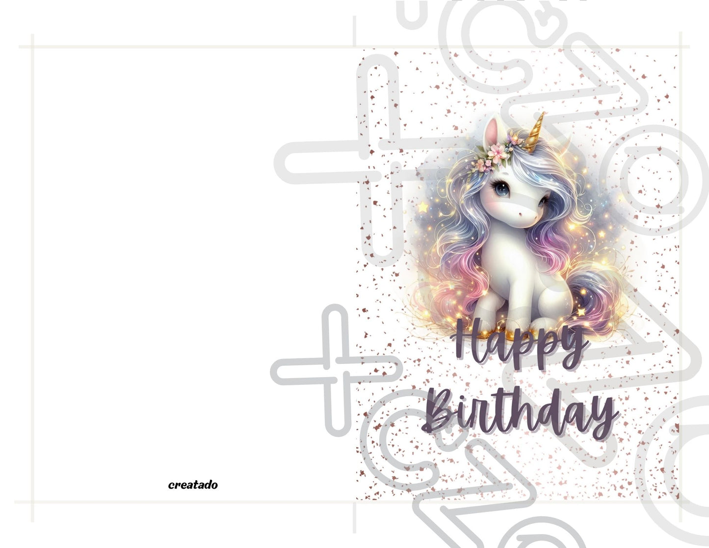 Sparkling Printable Unicorn Birthday Card, Pastel Fantasy Unicorn Instant Download