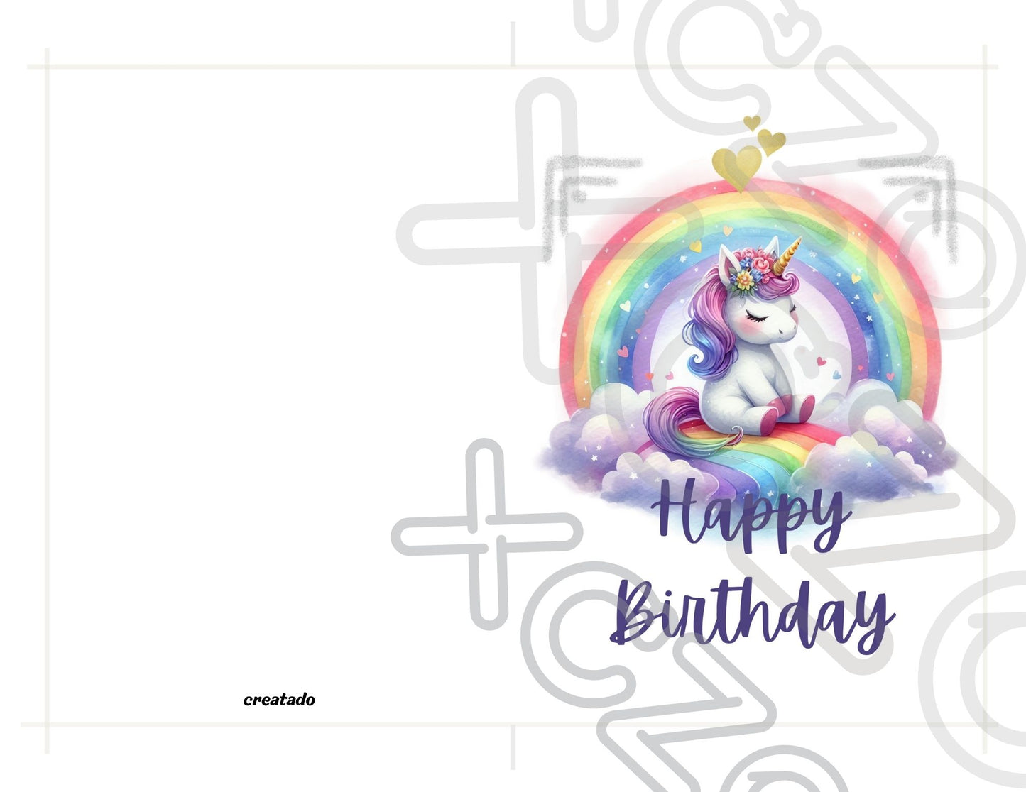 Printable Kids Unicorn Birthday Card, Colorful Rainbow Greeting Card