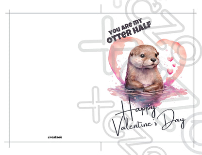 Printable Otter Valentine's Card You Are my Otter Half