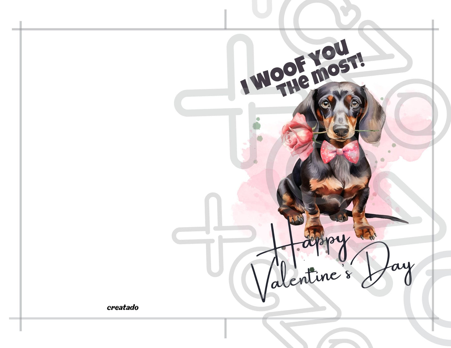 Printable Dachshund Valentine's Card I Woof You The Most