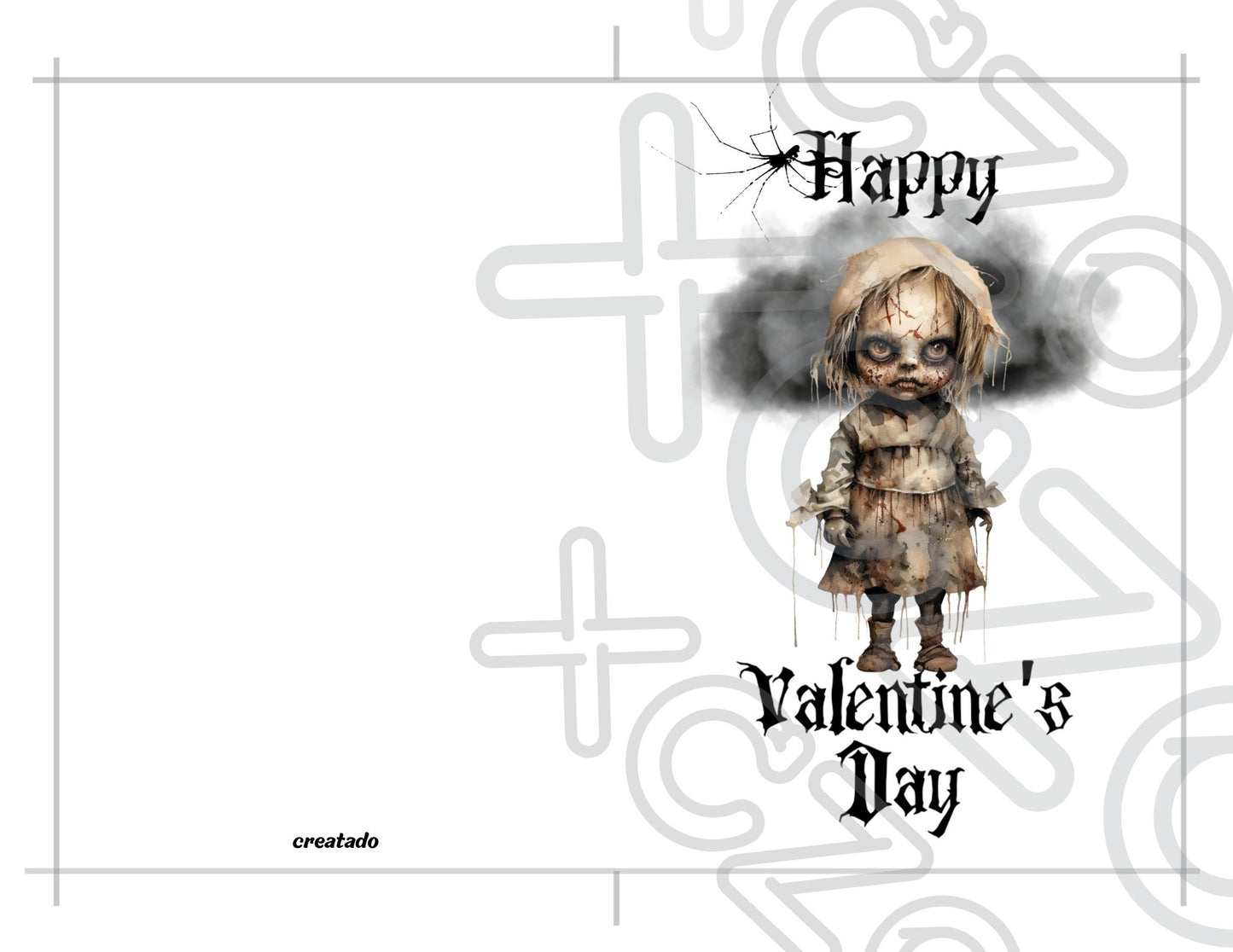 Horror Doll Printable Gothic Valentine's Card