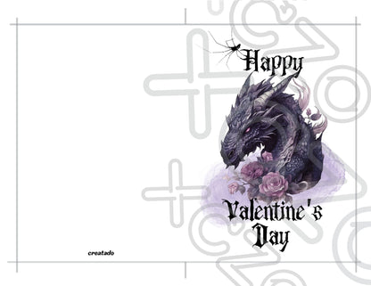 Gothic Printable Purple Dragon Valentine's Card