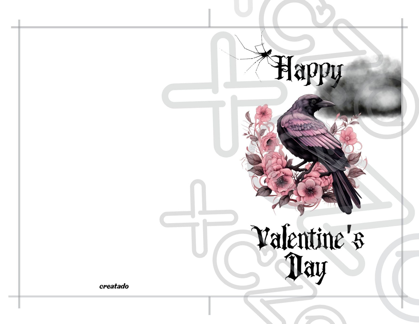 Pink Raven Gothic Printable Valentine's Card