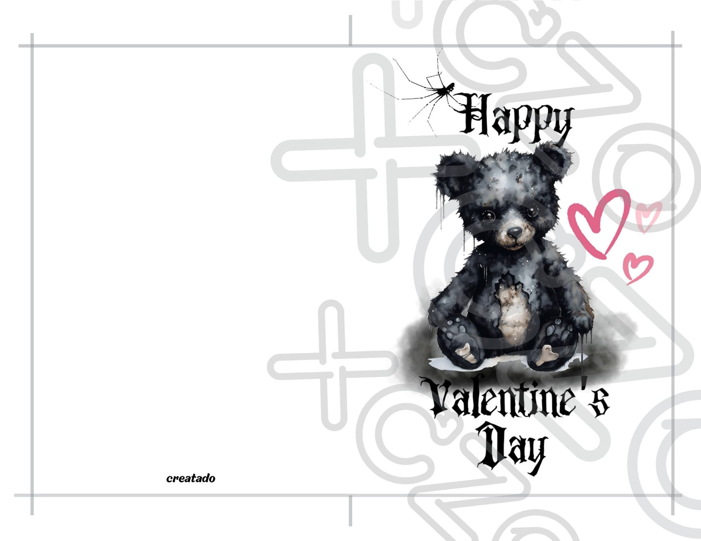 Gothic Bear Printable Valentine's Card