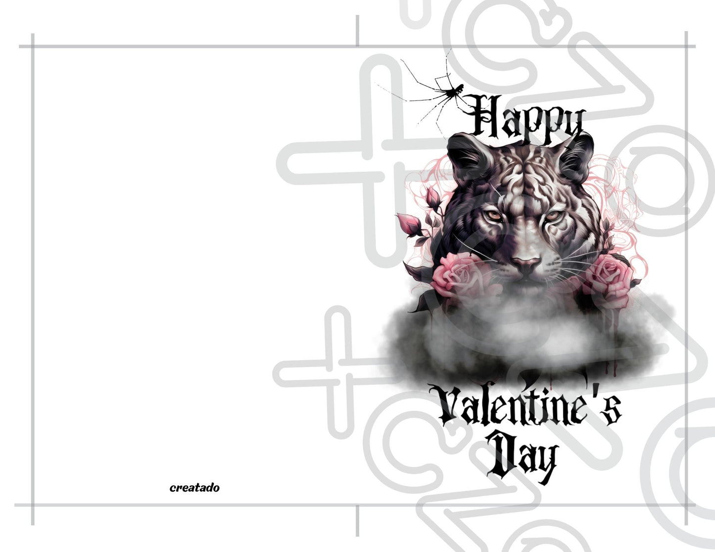 White Tiger Printable Gothic Valentine's Card