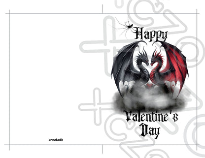 Printable Gothic Valentine's Card Dragon Love