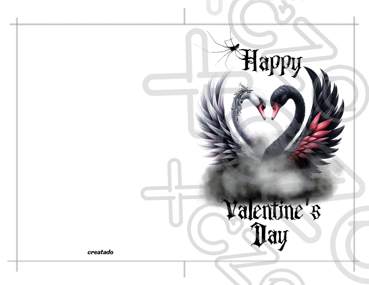 Printable Gothic Swans Valentine's Card