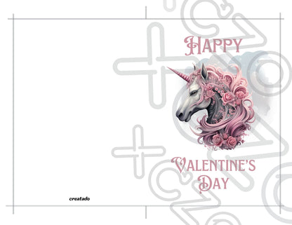 Pink Unicorn Gothic Printable Valentine's Card