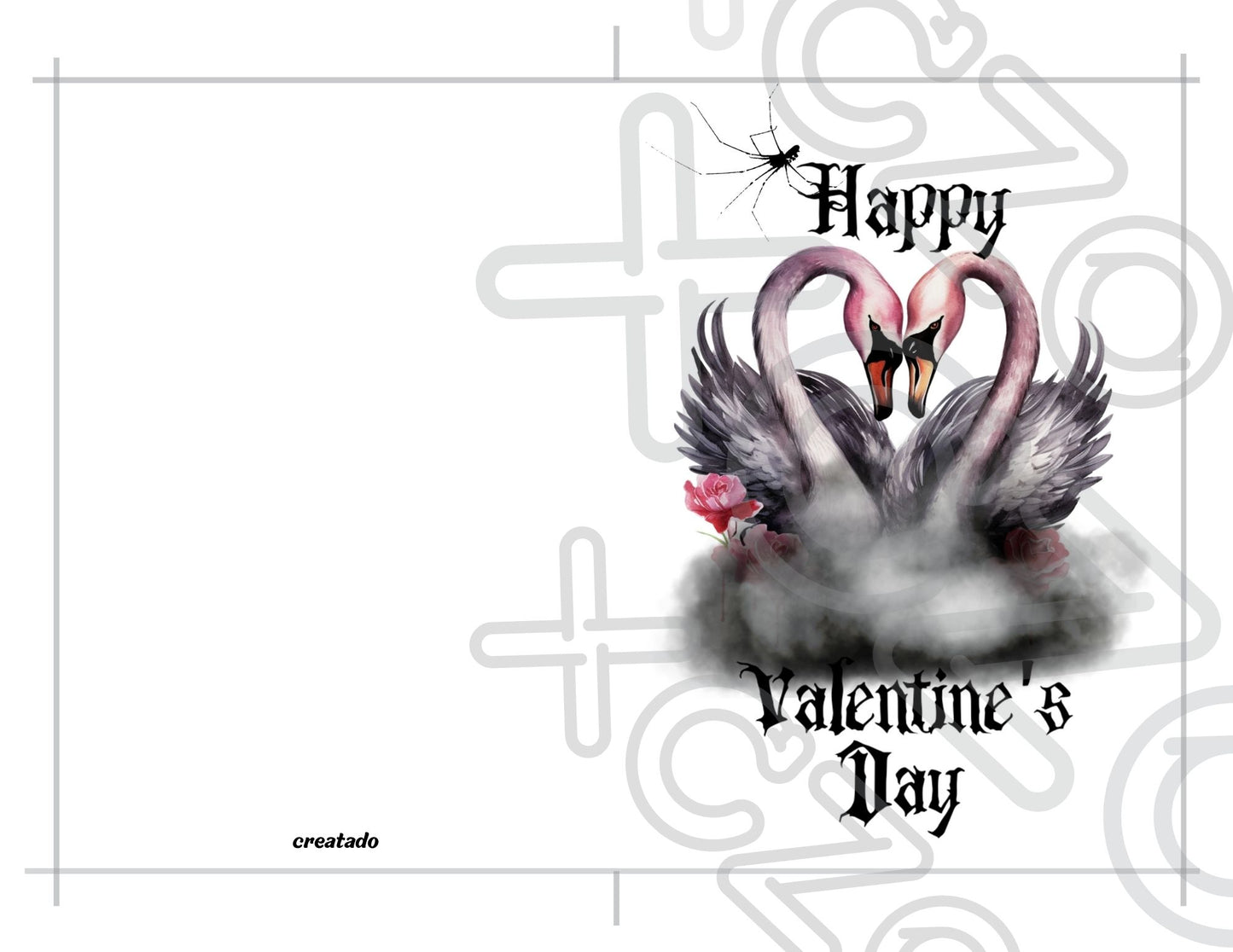 Gothic Printable Valentine's Card Swan Love