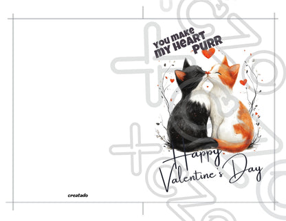 Printable Valentine's Card Tabby Cat Love