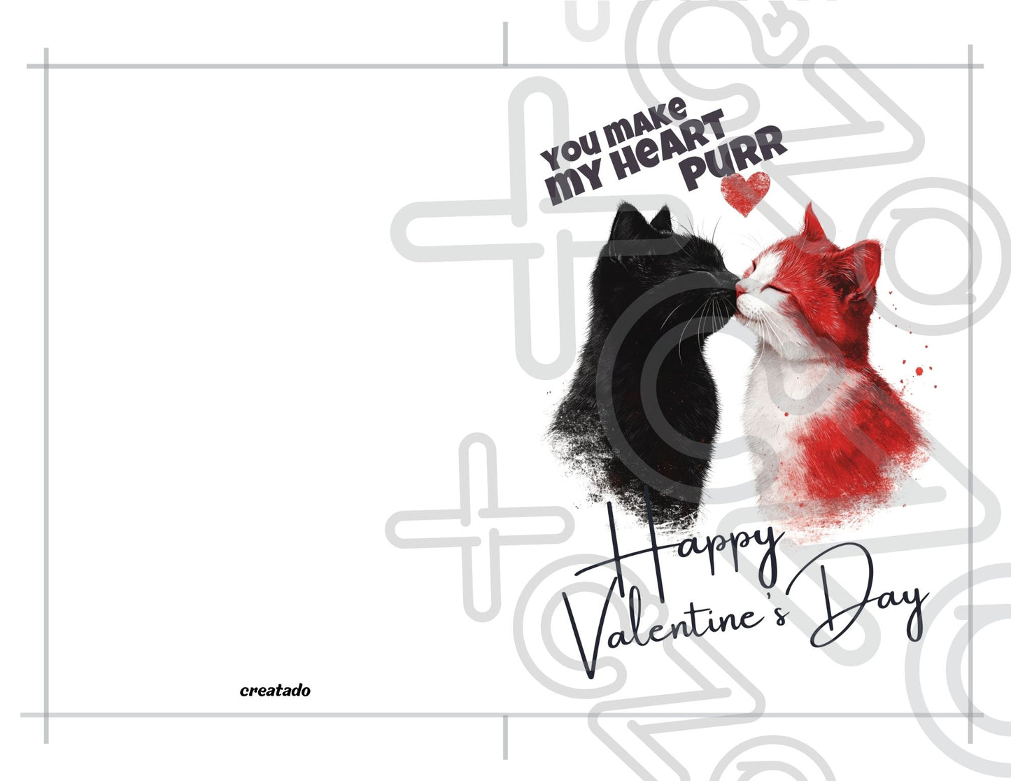 Black Cat Printable Valentine's Card  - You Make My Heart Purr