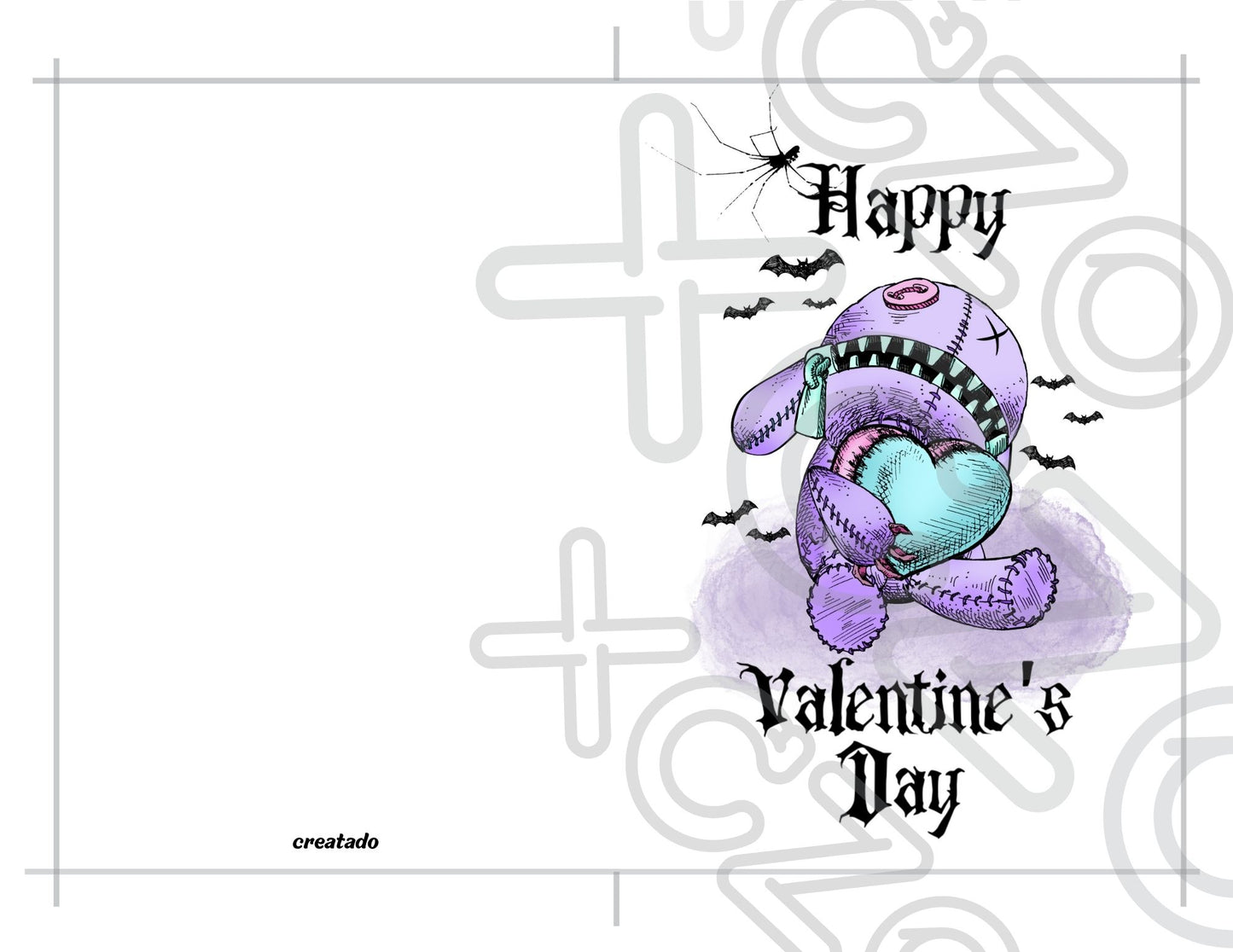 Pastel Goth Printable Valentine's Card Bear