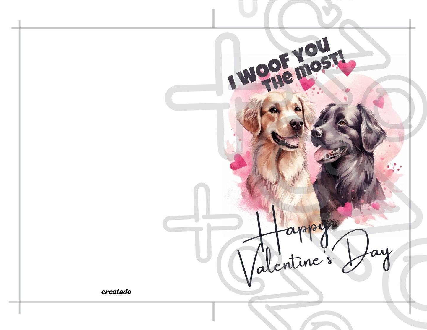 Printable Golden Retriever Love Valentine's Card I Woof You The Most