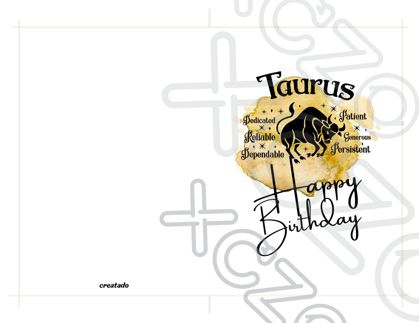 Taurus Printable Birthday Card