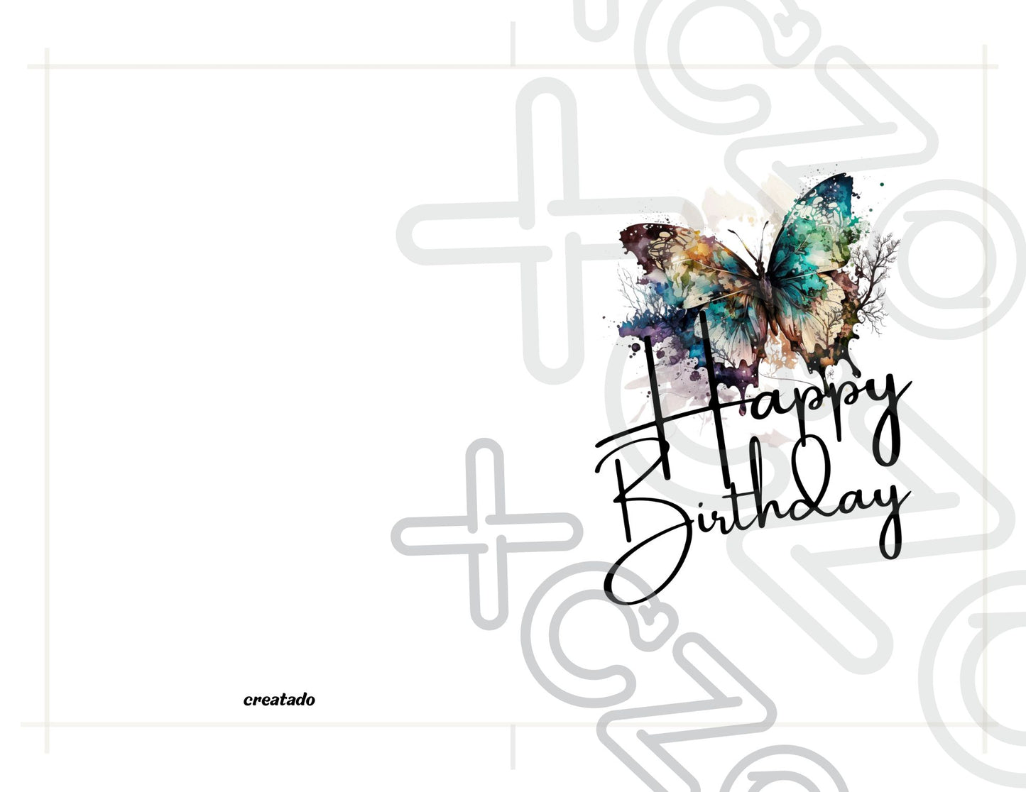 Teal Butterfly Printable Birthday Card