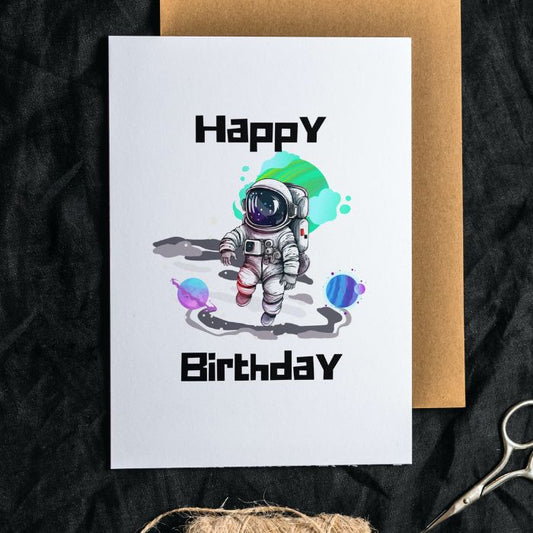 Astronaut In Space Printable Birthday Card