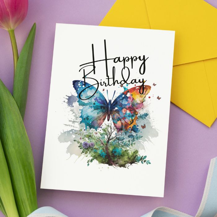 Blue Butterfly Printable Birthday Card