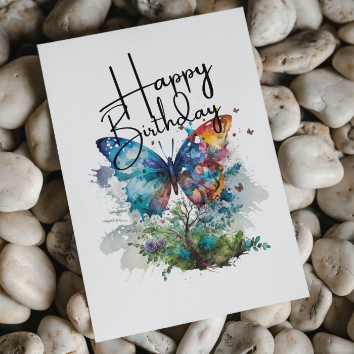 Blue Butterfly Printable Birthday Card