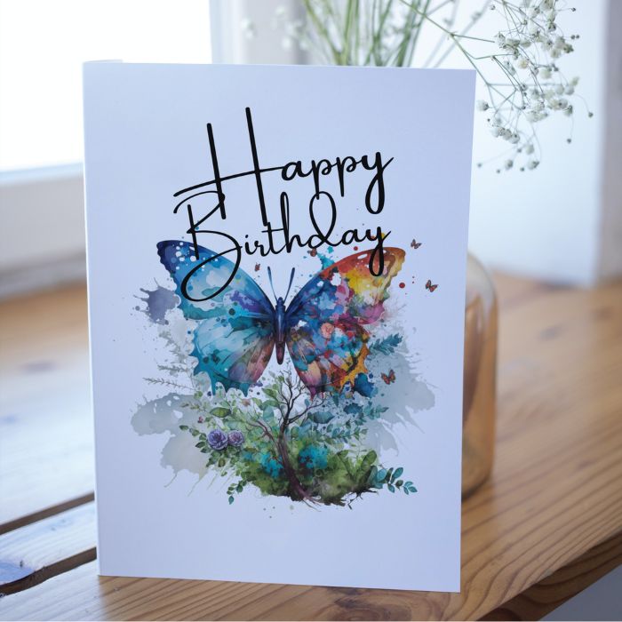 Blue Butterfly Printable Birthday Card