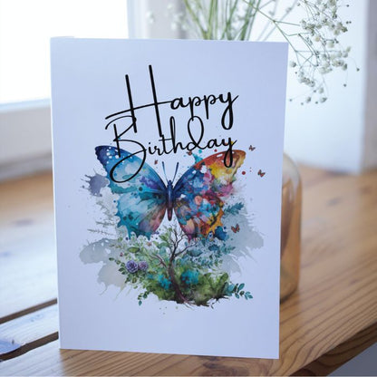 Blue Butterfly Printable Birthday Card