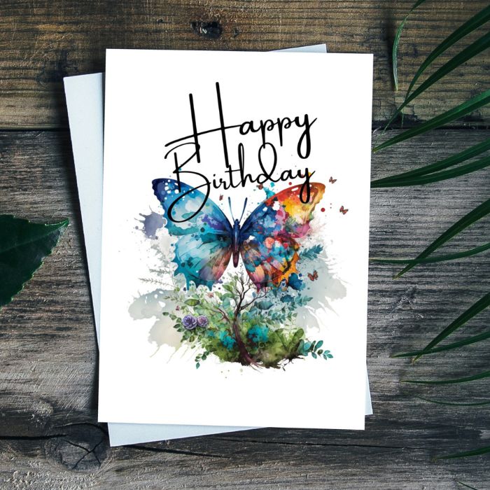 Blue Butterfly Printable Birthday Card