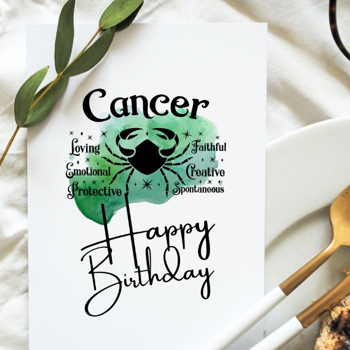 Cancer Zodiac Sign Printable Birthday Card