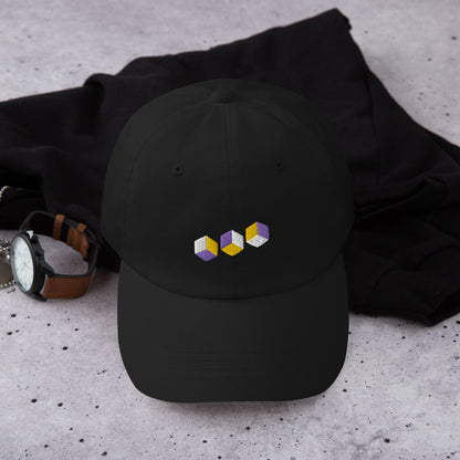 Subtle Non-Binary Pride 3D Cubic Design Dad Hat