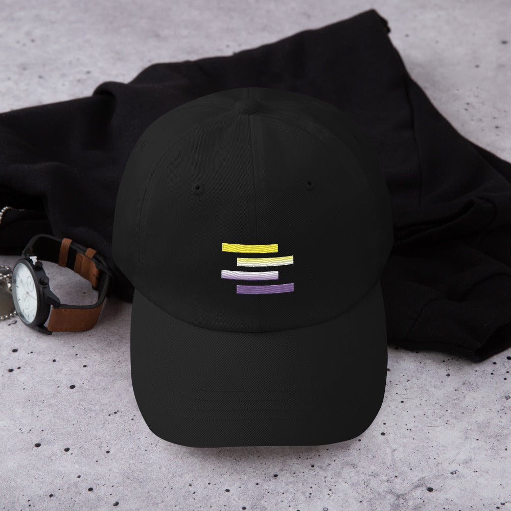 Subtle Non-Binary Stripe Flag Design Dad Hat