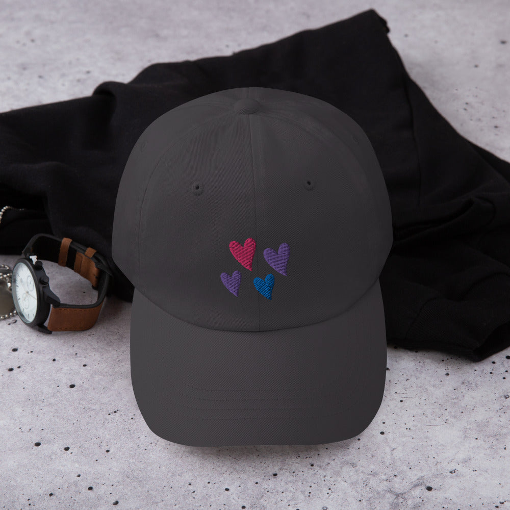 Subtle Bisexual Pride Hearts Dad Hat