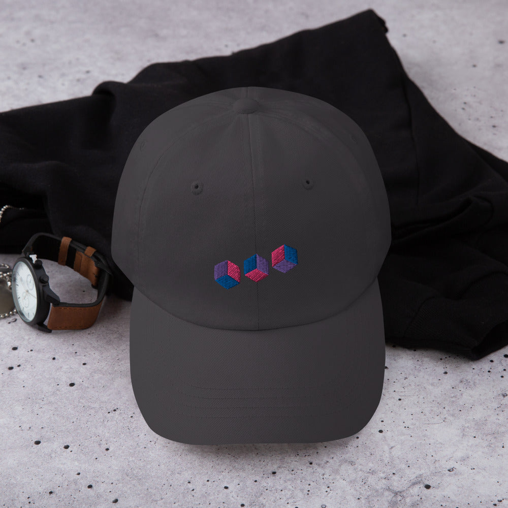 Subtle Bisexual Pride 3D Cubic Design Dad Hat