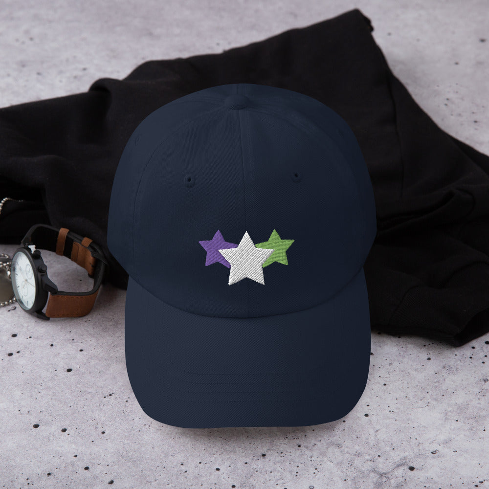 Genderqueer Pride Dad Hat 3 Stars