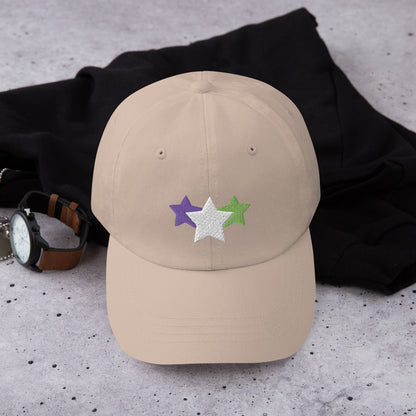 Genderqueer Pride Dad Hat 3 Stars