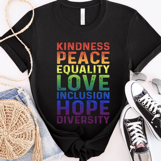 Diversity Shirt - Kindness Peace Equality Love Inclusion Hope Diversity