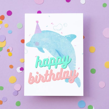 Printable Birthday Card Dolphin