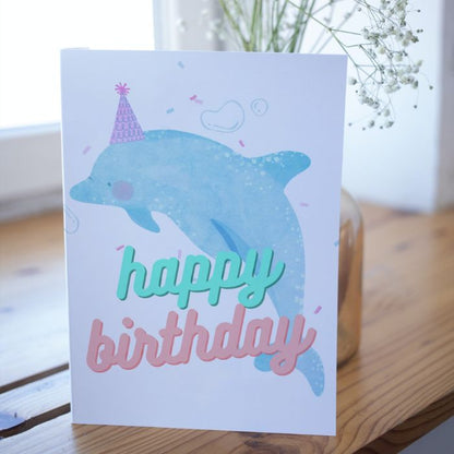 Printable Birthday Card Dolphin