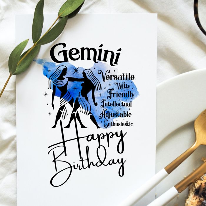 Gemini Printable Birthday Card